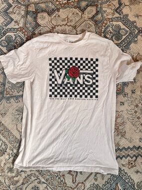 Vans White Checkerboard Rose Graphic Tee
